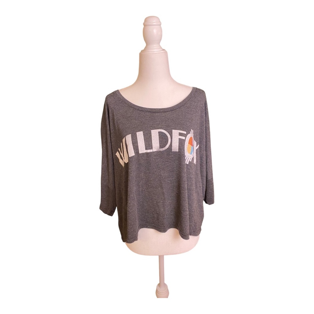 Wildfox Dolman Sleeve Marled Grey Crop Top Tee Size XS